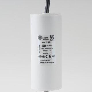 50uF 450V Anlaufkondensator Motorkondensator mit Kabel spritzwassergesch&uuml;tzt