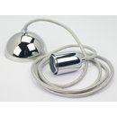 Textilkabel silber Leuchtenpendel mit E27 Metall-Fassung...