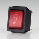 Einbau-Wippschalter rot beleuchtet 2-polig EIN/AUS/EIN 30x22mm 250V/15A