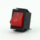 Einbau-Wippenschalter 2-polig (4-Pin) rot beleuchtete Wippe, 250V/15A
