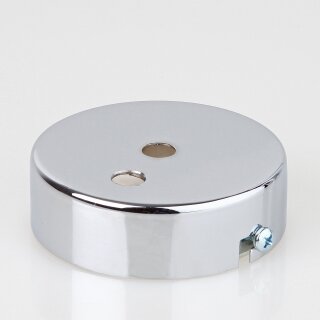 2-Loch Lampen-Baldachin Metall 80x25mm verchromt ohne Zugentlaster für 2 Lampenpendel