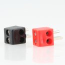 Mini DIN Lautsprecher-Stecker rot und schwarz abgewinkelt mit Schraubanschluss