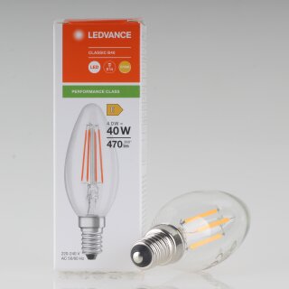 LEDVANCE E14 LED-Leuchtmittel 3,4W=(40W) 240V Kerzen-Form klar warmweiß 470 Lumen