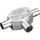 T-Adapter TV-Splitter Metall 2x IEC auf Koax-Stecker