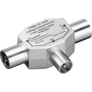 T-Adapter Radio-Splitter Metall 2x IEC Buchse auf 1x Koax-Stecker
