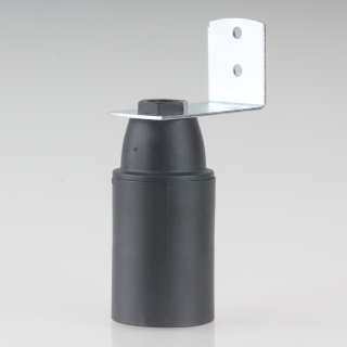 E14 Lampenfassung Thermoplast/Kunststoff schwarz mit Glattmantel und Metall-Winkel