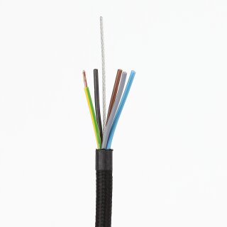 10 Meter Textil-Verlängerungskabel Schwarz – 2-adrig, 2x0,75 Mm², Mit Eurostecker & Kupplung