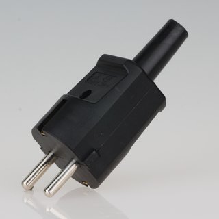 Schutzkontakt-Stecker schwarz 250V/16A mit Knickschutztülle schlagfestes Thermoplast