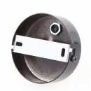 2-Loch Lampen-Baldachin Metall 80x25mm schwarz mit Zugentlaster Kunststoff  für 2 Lampenpendel