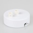 2-Loch Lampen-Baldachin Metall 80x25mm weiß mit Zugentlaster Kunststoff für 2 Lampenpendel