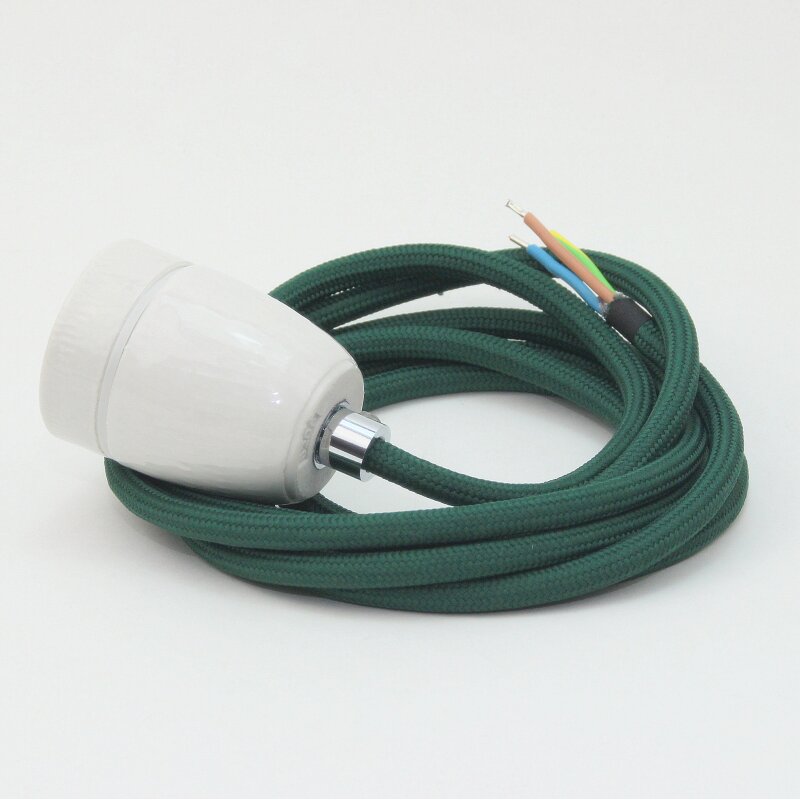 Creative Cables Textilkabel – Dunkelgrün, Seideneffekt, 5 Meter (2x0,75 Mm²)
