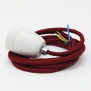 Textilkabel Bordeaux Rot mit E27 Porzellanfassung und...