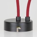 2-Loch Lampen-Baldachin Metall 80x25mm schwarz mit Zugentlaster Metall für 2 Lampenpendel