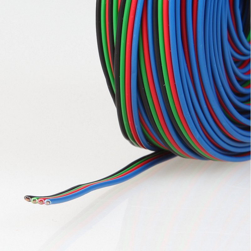 10m Kabel Vierlingslitze 4x0,25mm² schwarz//grün//rot//blau für RGB LED 10 Meter
