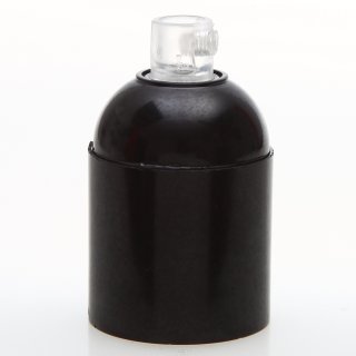 E27 Bakelit Fassung schwarz Glattmantel mit Zugentlaster Kunststoff transparent