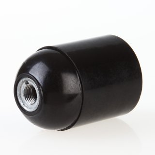 E27 Bakelit Fassung schwarz Glattmantel mit Zugentlaster Metall chrom 