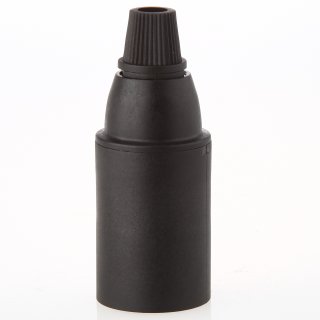E14 Lampenfassung Thermoplast/Kunststoff schwarz mit Glattmantel und Rändel Zugentlastung