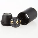 E14 Lampenfassung Thermoplast/Kunststoff schwarz mit Glattmantel und Rändel Zugentlastung