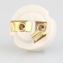 E14 Lampenfassung Metall vermessingt mit Glattmantel und Zugentlastung Kunststoff transparent
