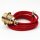 Textilkabel Rot mit E27 Lampenfassung Metall vermessingt und 2 Schraubringe 1-5m