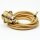 Textilkabel Gold mit E27 Lampenfassung Metall vermessingt und 2 Schraubringe 1-5m