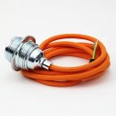 Textilkabel Orange mit E27 Lampenfassung Metall verchromt...
