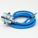 Textilkabel Blau mit E27 Lampenfassung Metall verchromt und 2 Schraubringe 1-5m