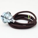 Textilkabel Braun mit E27 Lampenfassung Metall verchromt...