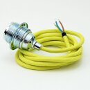 Textilkabel Gelb mit E27 Lampenfassung Metall verchromt und 2 Schraubringe 1-5m