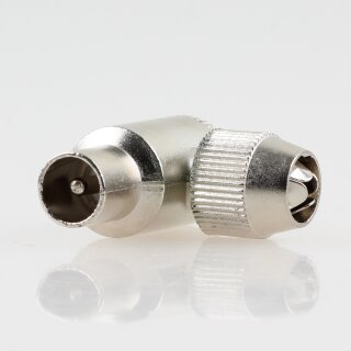 Koax Winkelstecker Metall mit Schraubbefestigung