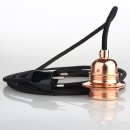 Textilkabel Schwarz mit E27 Lampenfassung verkupfert und...