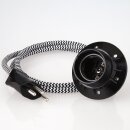 Textilkabel Schwarz-Weiß mit E27 Lampenfassung...