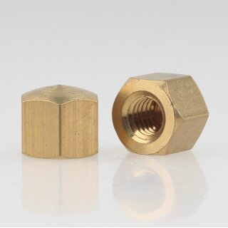 M6 Abschlussknopf Zierknopf 10x9mm Sechskant Messing DIN 917 für Lampen und Leuchtenbau