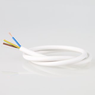 PVC-Lampenkabel Elektro-Kabel Stromkabel Rundkabel weiß 3-adrig, 3x1mm² mit integriertem Stahlseil