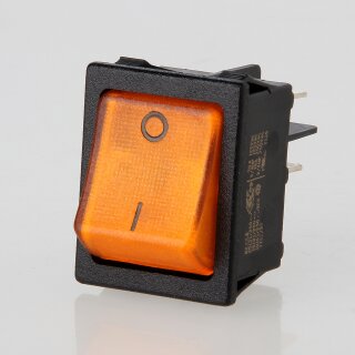 InterBär Wippschalter gelb beleuchtet EIN/AUS 2-polig 30x22 mm 250V/16A