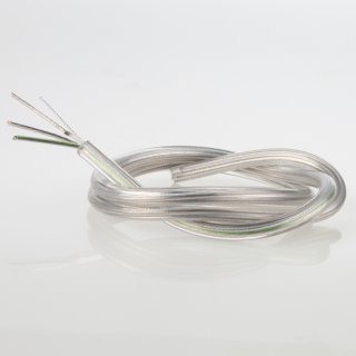 PVC-Lampenkabel Elektro-Kabel Stromkabel Rundkabel transparent 3-adrig, 3x0,75mm² mit integriertem Stahlseil als Zugentlastung