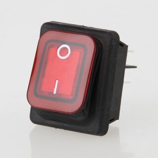 interBär Wippschalter rot beleuchtet 2-polig EIN/AUS 30x22 mm 250V/16A IP65