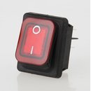 Wippschalter rot beleuchtet 2-polig 30x22 mm 250V/16A IP65