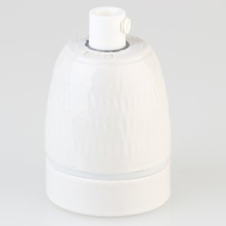 E27 Premium Porzellanfassung glasiert mit Kabel Zugentlastung Kunststoff weiß 250V/4A