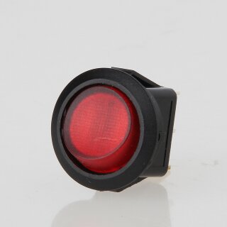 interBär Wippschalter rund rot beleuchtet 1-polig EIN/AUS 20 mm 250V/10A runde Bauform