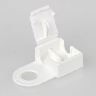 Zugentlastung für Kabel 42,5x24mm Kunststoff weiß mit Kabelclip und 10mm Mittelloch