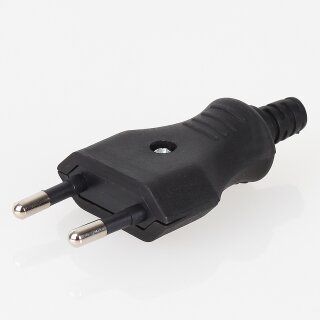 Bachmann Eurostecker Europa-Flachstecker schwarz 250V/2A mit Schraubkontakte und Zugentlastung