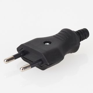 Eurostecker Europa-Flachstecker schwarz 250V/2A mit Schraubkontakte