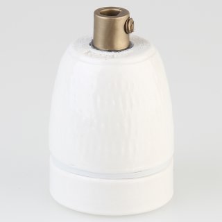 E27 Premium Porzellanfassung glasiert mit Kabel Zugentlastung Kunststoff gold 250V/4A