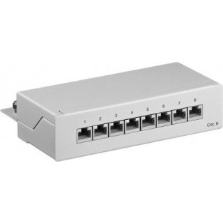 8 Port CAT 6 Mini Desktop Netzwerk Patchpanel Patchfeld grau STP geschirmt