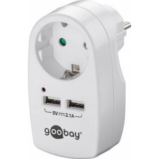 Steckdosen-Adapter Schutzkontaktsteckdose 16A mit 2x USB Port