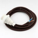Textilkabel Braun E14 Lampenfassung mit Gewindemantel und...