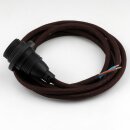 Textilkabel Braun E14 Lampenfassung mit Gewindemantel und...