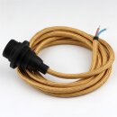 Textilkabel Gold E14 Lampenfassung mit Gewindemantel und...