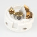 E27 Premium Porzellanfassung glasiert mit Kabel Rändel Zugentlastung Kunststoff weiß 250V/4A